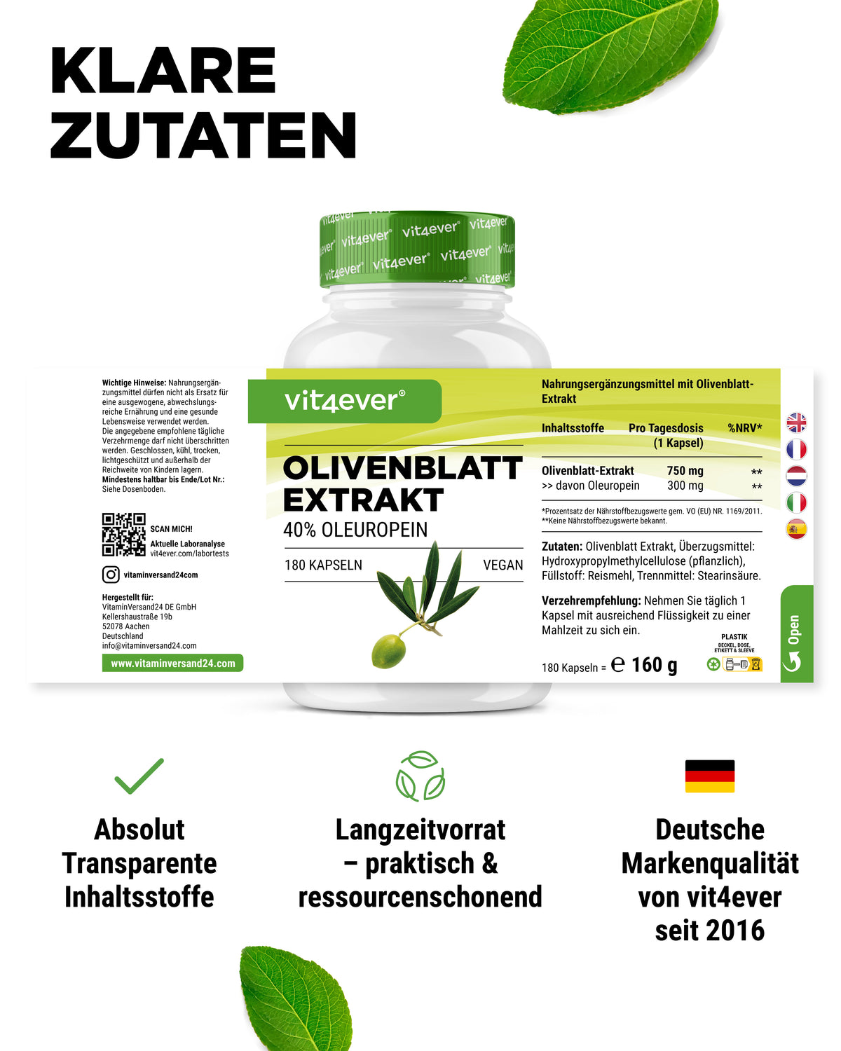 Extracto de hoja de olivo - 40 % oleuropeína
