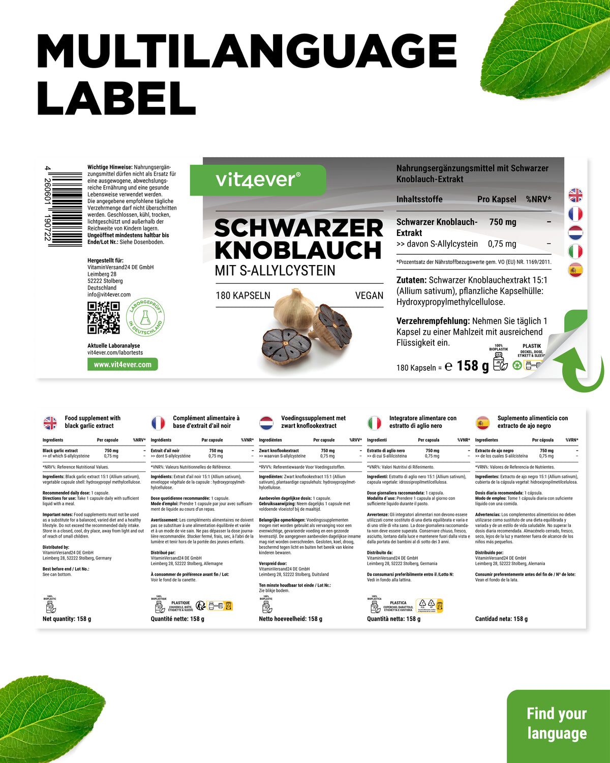 Schwarzer Knoblauch Extrakt - 750 mg